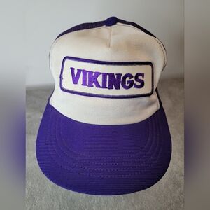 Vintage Minnesota Vikings Patch Cap Hat Snapback Small Medium NFL Purple White